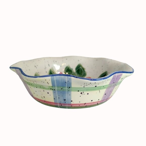 Julie Ueland Enesco 1998 Hand-Painted Floral Hydrangeas Ceramic Bowl - Picture 3 of 5